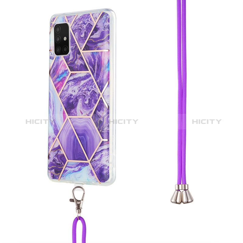 Handyhülle Silikon Hülle Gummi Schutzhülle Flexible Modisch Muster mit Schlüsselband Lanyard Y01B für Samsung Galaxy M40S groß