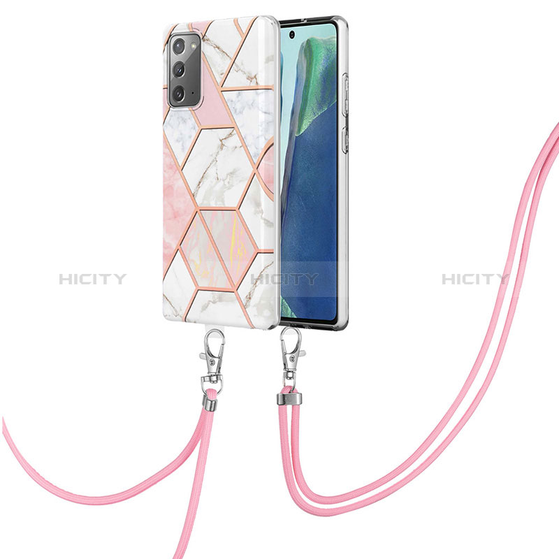 Handyhülle Silikon Hülle Gummi Schutzhülle Flexible Modisch Muster mit Schlüsselband Lanyard Y01B für Samsung Galaxy Note 20 5G