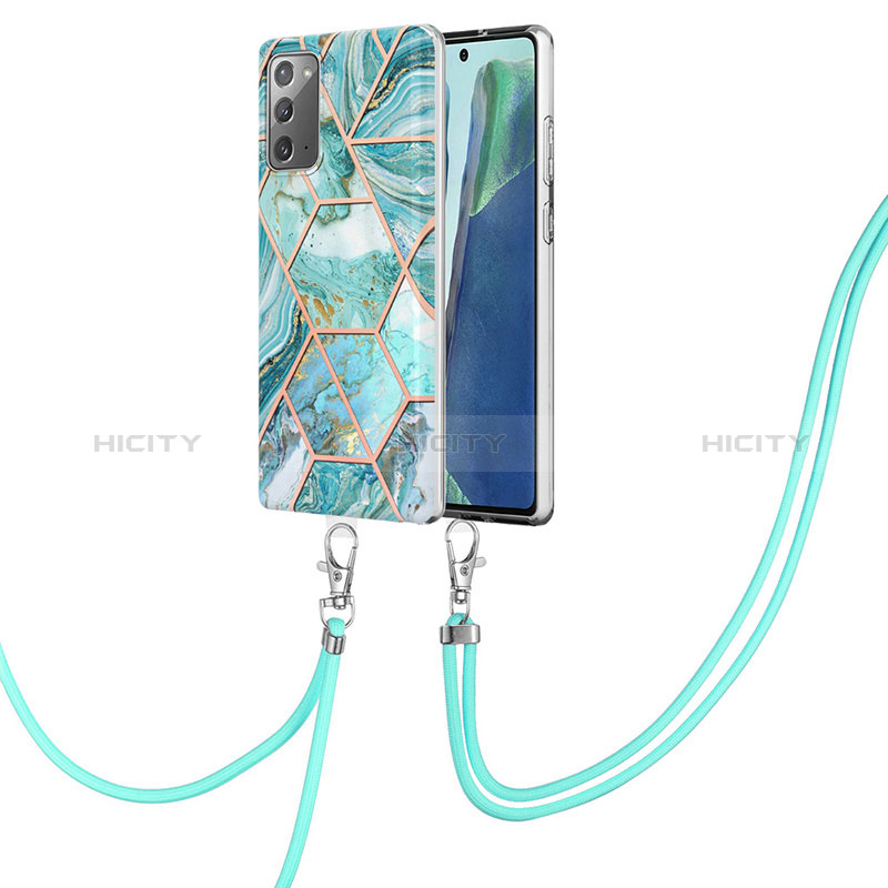 Handyhülle Silikon Hülle Gummi Schutzhülle Flexible Modisch Muster mit Schlüsselband Lanyard Y01B für Samsung Galaxy Note 20 5G