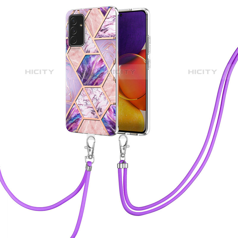 Handyhülle Silikon Hülle Gummi Schutzhülle Flexible Modisch Muster mit Schlüsselband Lanyard Y01B für Samsung Galaxy Quantum2 5G