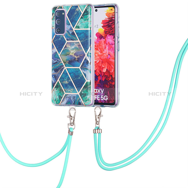 Handyhülle Silikon Hülle Gummi Schutzhülle Flexible Modisch Muster mit Schlüsselband Lanyard Y01B für Samsung Galaxy S20 FE (2022) 5G