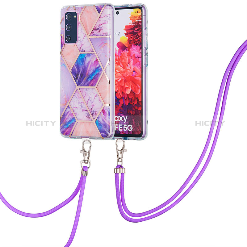 Handyhülle Silikon Hülle Gummi Schutzhülle Flexible Modisch Muster mit Schlüsselband Lanyard Y01B für Samsung Galaxy S20 FE (2022) 5G