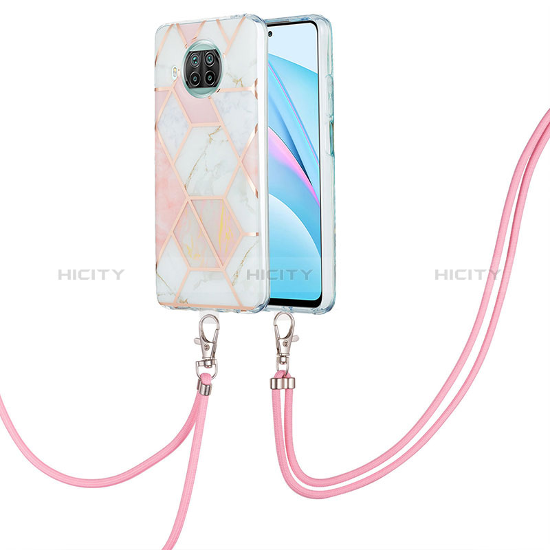 Handyhülle Silikon Hülle Gummi Schutzhülle Flexible Modisch Muster mit Schlüsselband Lanyard Y01B für Xiaomi Mi 10i 5G Rosa