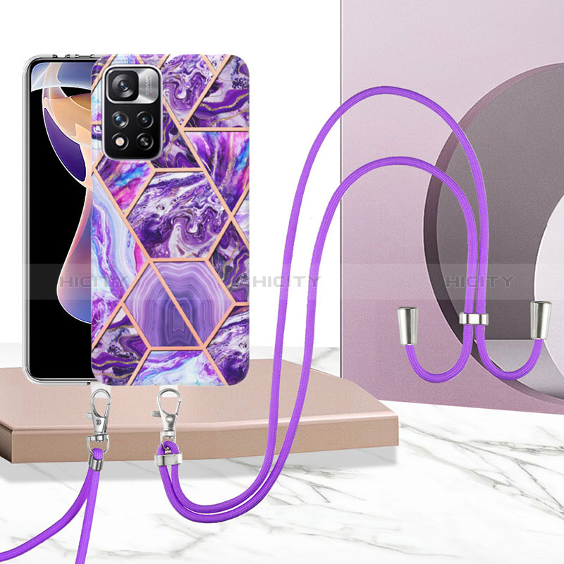 Handyhülle Silikon Hülle Gummi Schutzhülle Flexible Modisch Muster mit Schlüsselband Lanyard Y01B für Xiaomi Mi 11i 5G (2022) groß