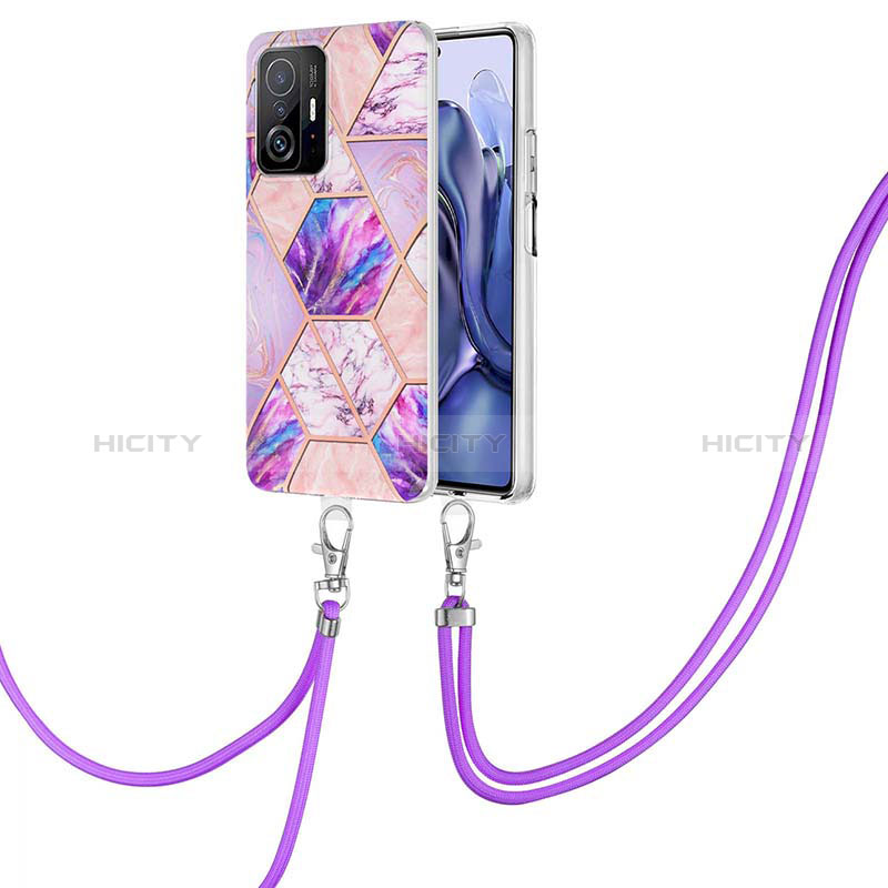 Handyhülle Silikon Hülle Gummi Schutzhülle Flexible Modisch Muster mit Schlüsselband Lanyard Y01B für Xiaomi Mi 11T Pro 5G groß