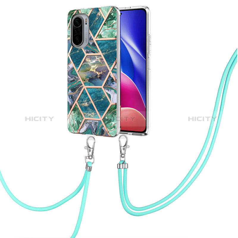 Handyhülle Silikon Hülle Gummi Schutzhülle Flexible Modisch Muster mit Schlüsselband Lanyard Y01B für Xiaomi Mi 11X 5G Nachtgrün