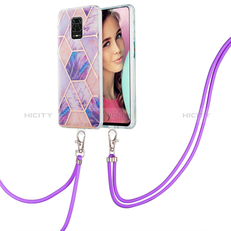 Handyhülle Silikon Hülle Gummi Schutzhülle Flexible Modisch Muster mit Schlüsselband Lanyard Y01B für Xiaomi Poco M2 Pro groß