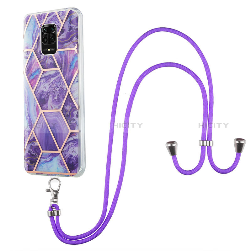 Handyhülle Silikon Hülle Gummi Schutzhülle Flexible Modisch Muster mit Schlüsselband Lanyard Y01B für Xiaomi Poco M2 Pro groß