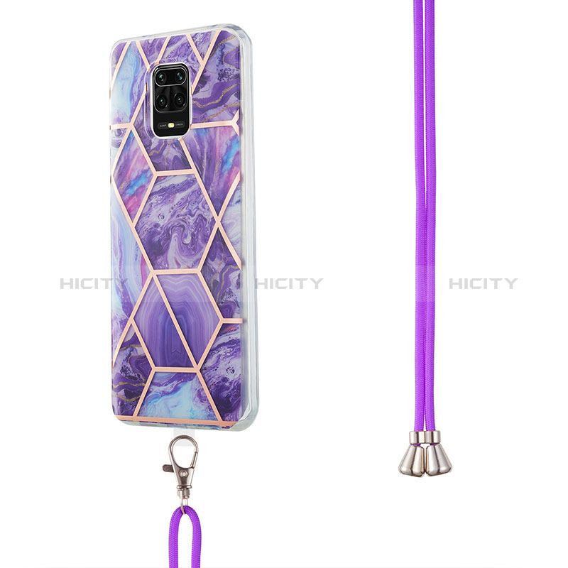 Handyhülle Silikon Hülle Gummi Schutzhülle Flexible Modisch Muster mit Schlüsselband Lanyard Y01B für Xiaomi Poco M2 Pro groß