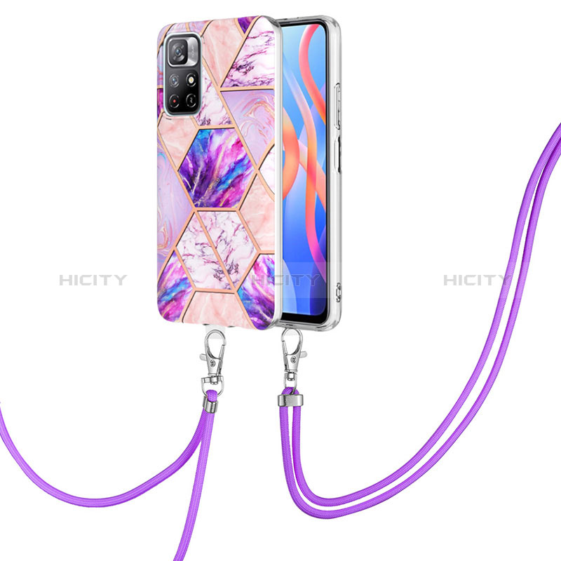 Handyhülle Silikon Hülle Gummi Schutzhülle Flexible Modisch Muster mit Schlüsselband Lanyard Y01B für Xiaomi Poco M4 Pro 5G groß