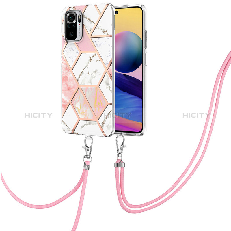 Handyhülle Silikon Hülle Gummi Schutzhülle Flexible Modisch Muster mit Schlüsselband Lanyard Y01B für Xiaomi Poco M5S Rosa Plus