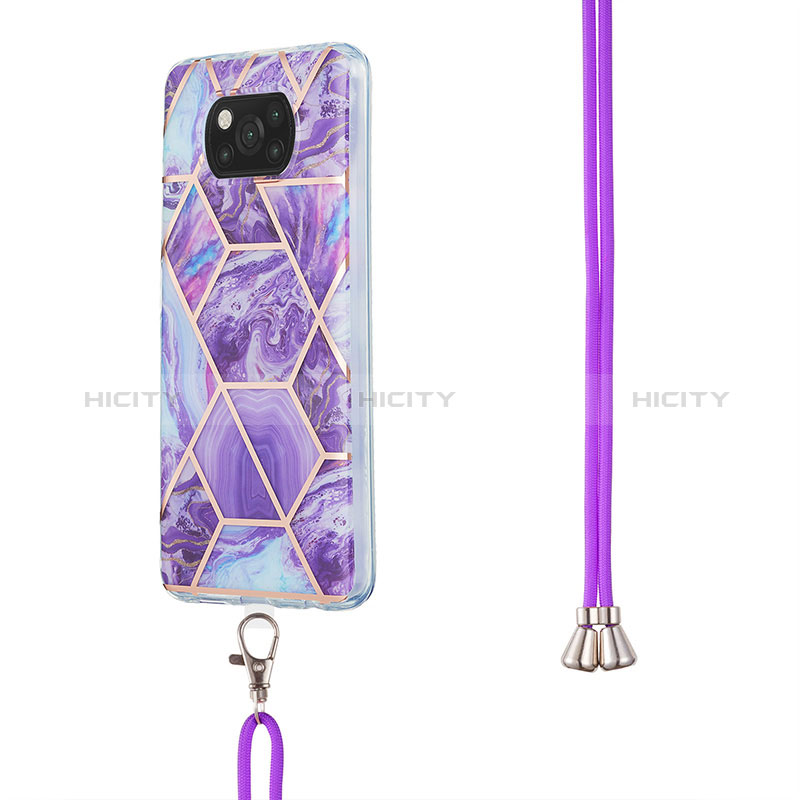 Handyhülle Silikon Hülle Gummi Schutzhülle Flexible Modisch Muster mit Schlüsselband Lanyard Y01B für Xiaomi Poco X3 Pro groß