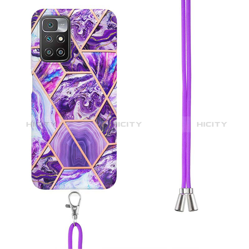 Handyhülle Silikon Hülle Gummi Schutzhülle Flexible Modisch Muster mit Schlüsselband Lanyard Y01B für Xiaomi Redmi 10 (2022) groß