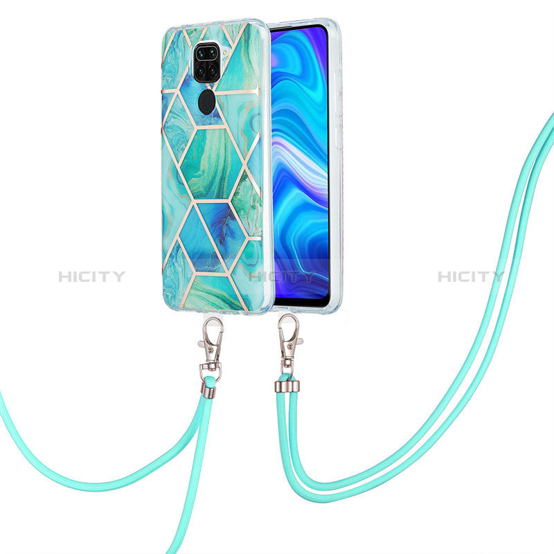 Handyhülle Silikon Hülle Gummi Schutzhülle Flexible Modisch Muster mit Schlüsselband Lanyard Y01B für Xiaomi Redmi 10X 4G Grün Plus