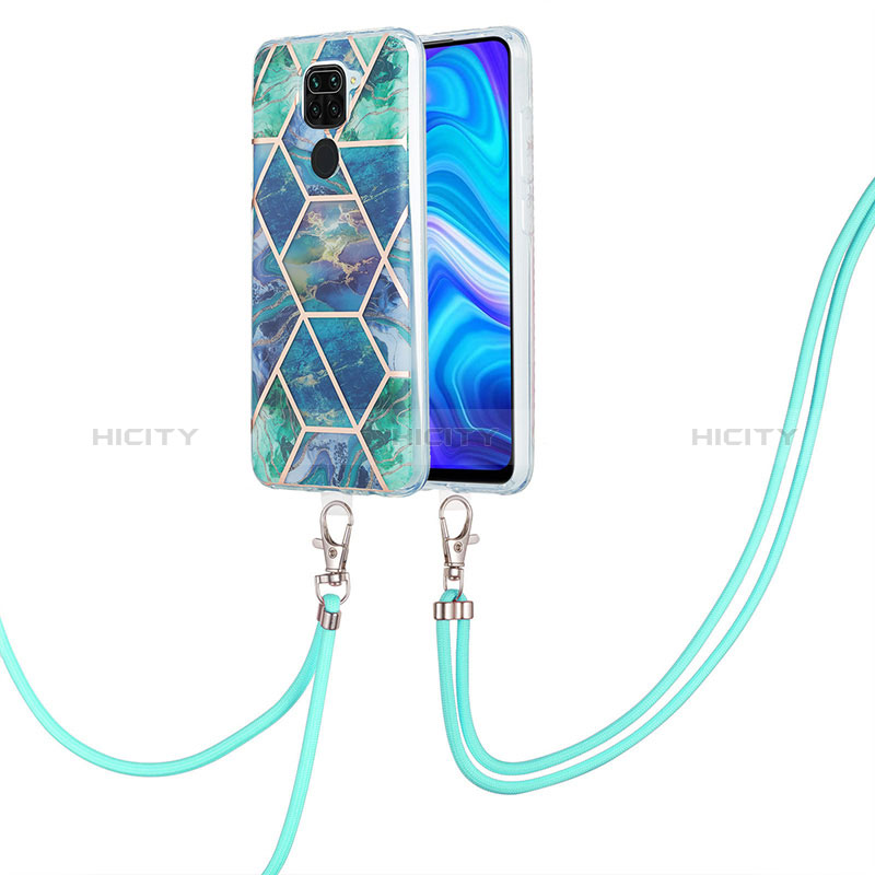 Handyhülle Silikon Hülle Gummi Schutzhülle Flexible Modisch Muster mit Schlüsselband Lanyard Y01B für Xiaomi Redmi 10X 4G Nachtgrün