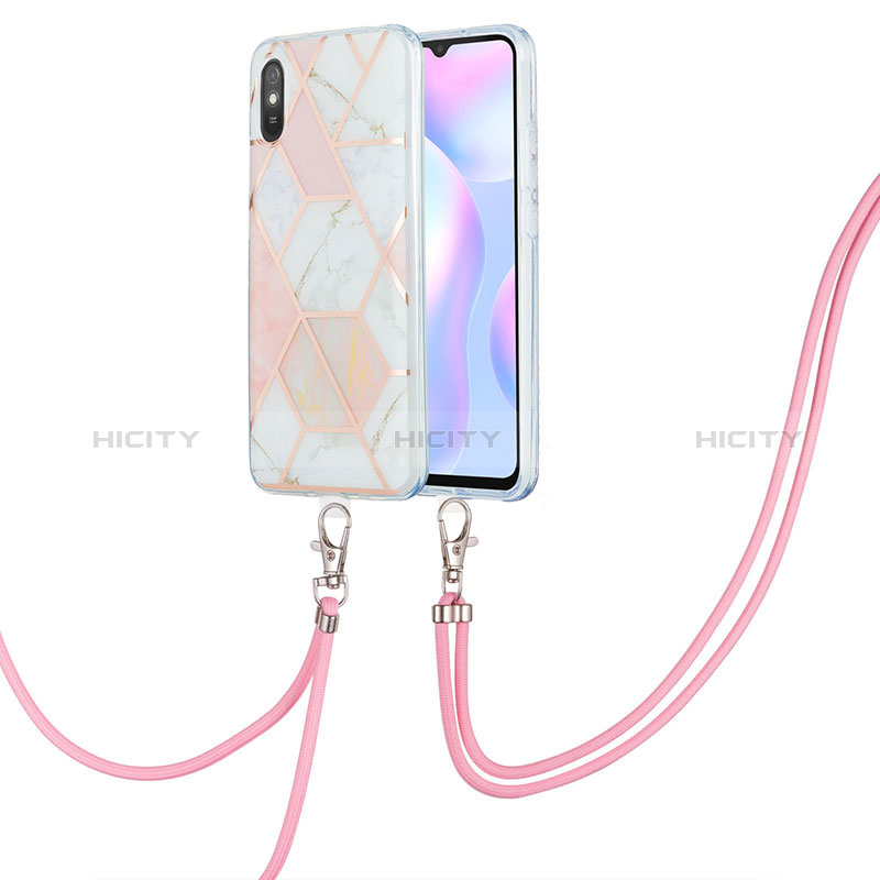 Handyhülle Silikon Hülle Gummi Schutzhülle Flexible Modisch Muster mit Schlüsselband Lanyard Y01B für Xiaomi Redmi 9A