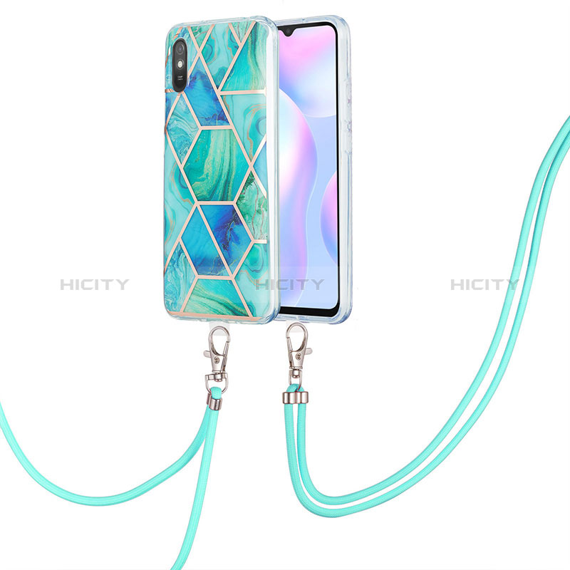 Handyhülle Silikon Hülle Gummi Schutzhülle Flexible Modisch Muster mit Schlüsselband Lanyard Y01B für Xiaomi Redmi 9A