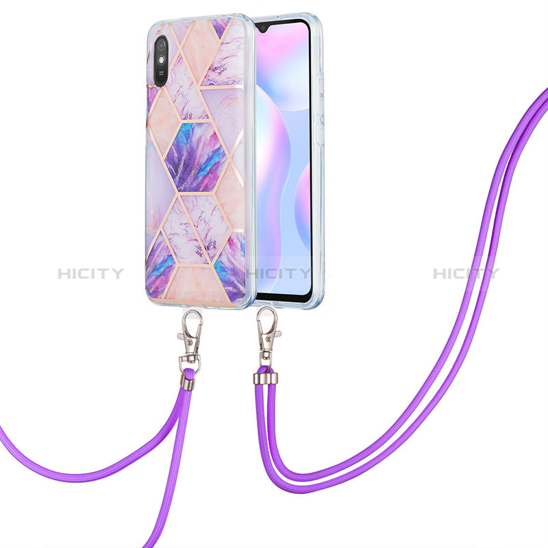 Handyhülle Silikon Hülle Gummi Schutzhülle Flexible Modisch Muster mit Schlüsselband Lanyard Y01B für Xiaomi Redmi 9A