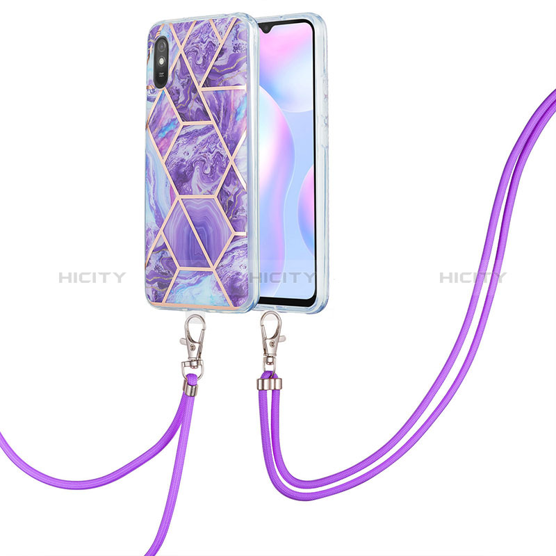 Handyhülle Silikon Hülle Gummi Schutzhülle Flexible Modisch Muster mit Schlüsselband Lanyard Y01B für Xiaomi Redmi 9A