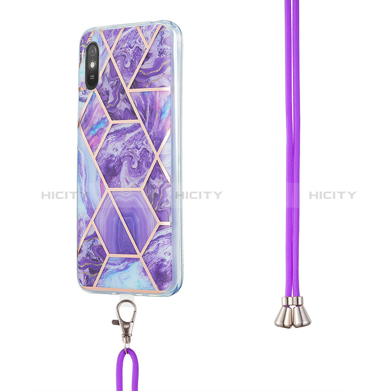 Handyhülle Silikon Hülle Gummi Schutzhülle Flexible Modisch Muster mit Schlüsselband Lanyard Y01B für Xiaomi Redmi 9A