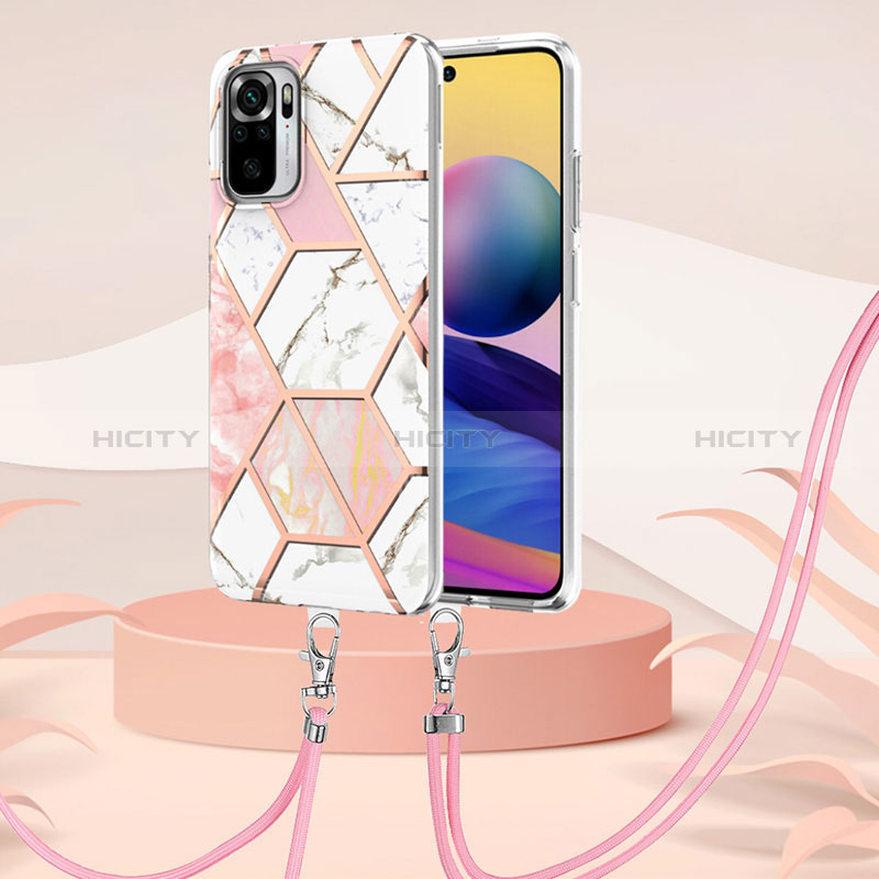 Handyhülle Silikon Hülle Gummi Schutzhülle Flexible Modisch Muster mit Schlüsselband Lanyard Y01B für Xiaomi Redmi Note 10 4G