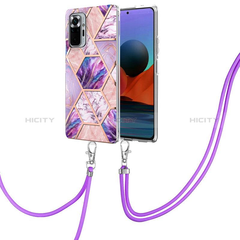 Handyhülle Silikon Hülle Gummi Schutzhülle Flexible Modisch Muster mit Schlüsselband Lanyard Y01B für Xiaomi Redmi Note 10 Pro 4G