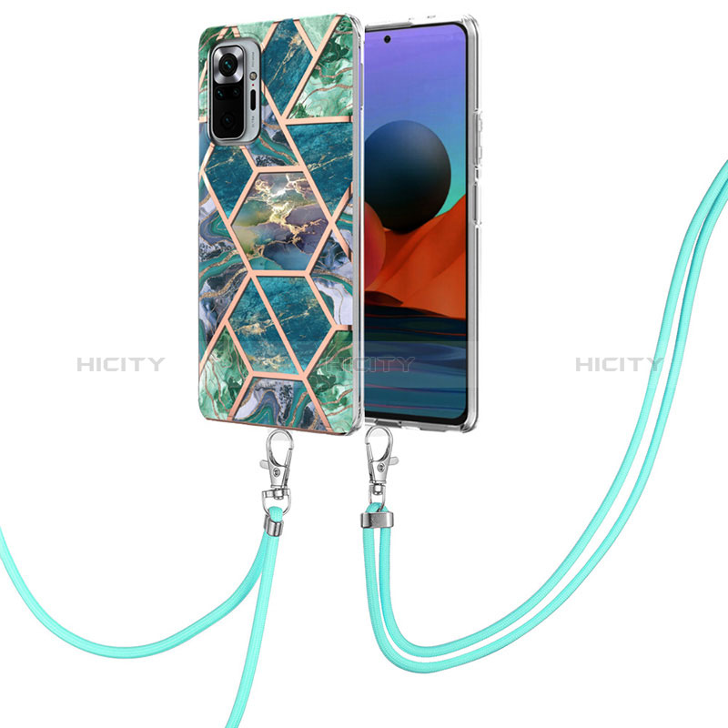 Handyhülle Silikon Hülle Gummi Schutzhülle Flexible Modisch Muster mit Schlüsselband Lanyard Y01B für Xiaomi Redmi Note 10 Pro 4G groß