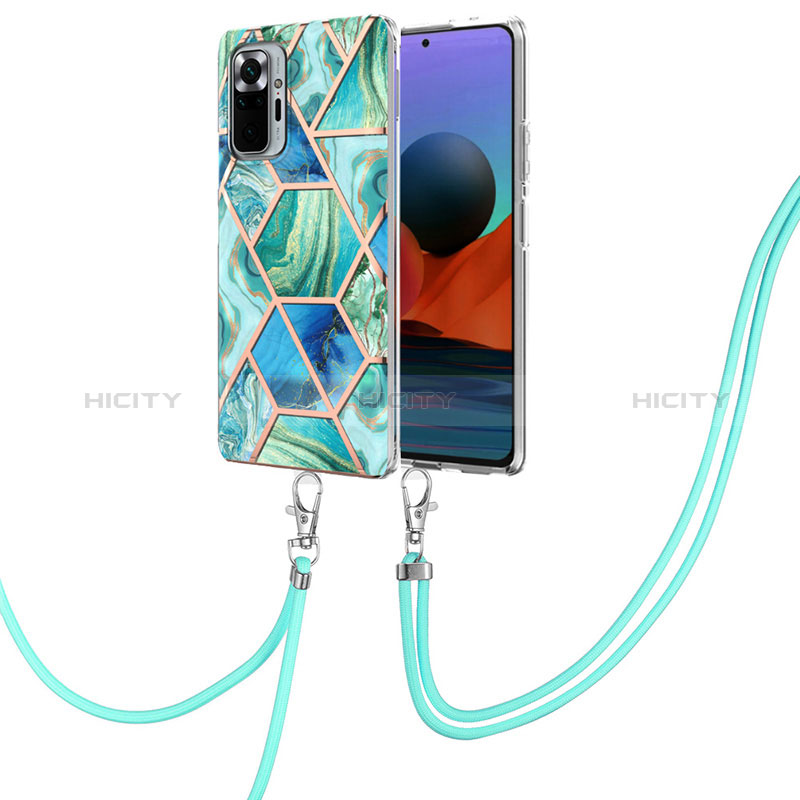 Handyhülle Silikon Hülle Gummi Schutzhülle Flexible Modisch Muster mit Schlüsselband Lanyard Y01B für Xiaomi Redmi Note 10 Pro 4G