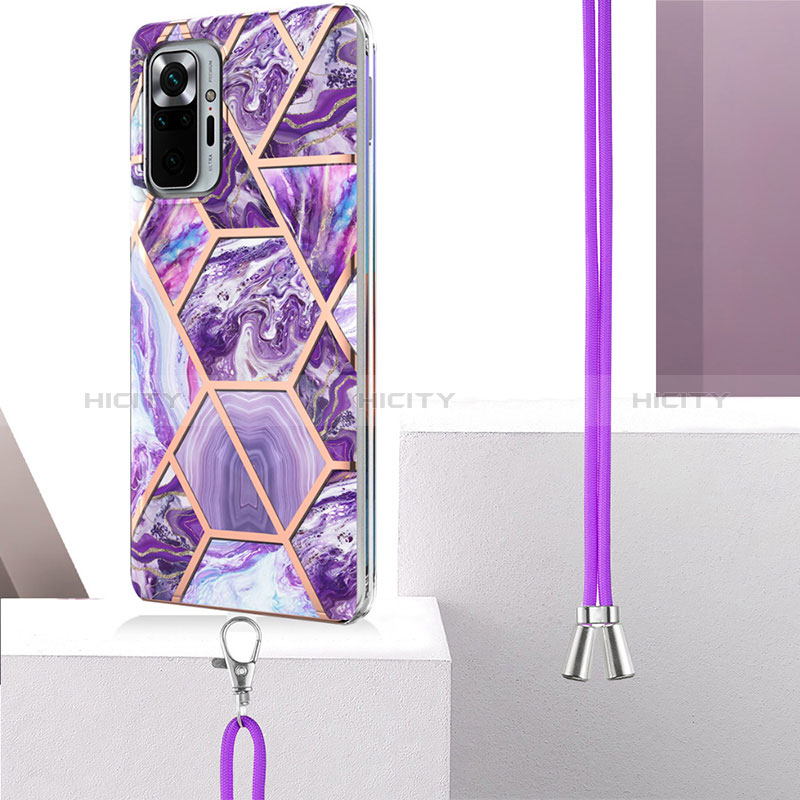 Handyhülle Silikon Hülle Gummi Schutzhülle Flexible Modisch Muster mit Schlüsselband Lanyard Y01B für Xiaomi Redmi Note 10 Pro 4G