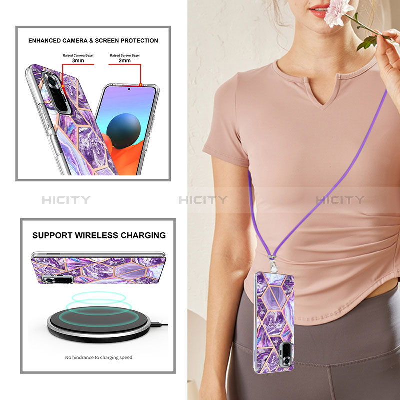 Handyhülle Silikon Hülle Gummi Schutzhülle Flexible Modisch Muster mit Schlüsselband Lanyard Y01B für Xiaomi Redmi Note 10 Pro Max