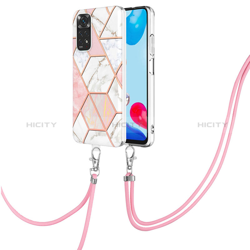 Handyhülle Silikon Hülle Gummi Schutzhülle Flexible Modisch Muster mit Schlüsselband Lanyard Y01B für Xiaomi Redmi Note 11 4G (2022) groß