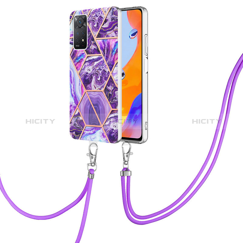 Handyhülle Silikon Hülle Gummi Schutzhülle Flexible Modisch Muster mit Schlüsselband Lanyard Y01B für Xiaomi Redmi Note 11 Pro 4G groß