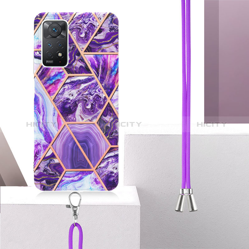 Handyhülle Silikon Hülle Gummi Schutzhülle Flexible Modisch Muster mit Schlüsselband Lanyard Y01B für Xiaomi Redmi Note 11 Pro 5G groß