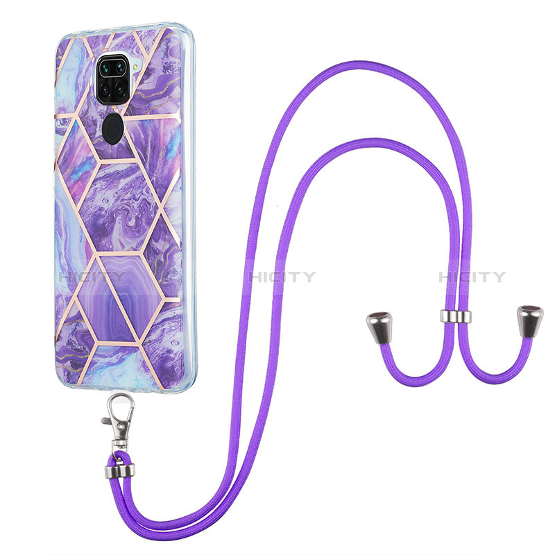 Handyhülle Silikon Hülle Gummi Schutzhülle Flexible Modisch Muster mit Schlüsselband Lanyard Y01B für Xiaomi Redmi Note 9