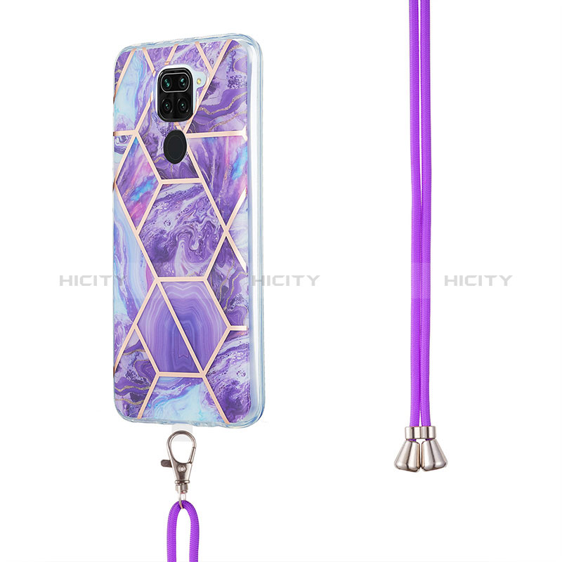 Handyhülle Silikon Hülle Gummi Schutzhülle Flexible Modisch Muster mit Schlüsselband Lanyard Y01B für Xiaomi Redmi Note 9