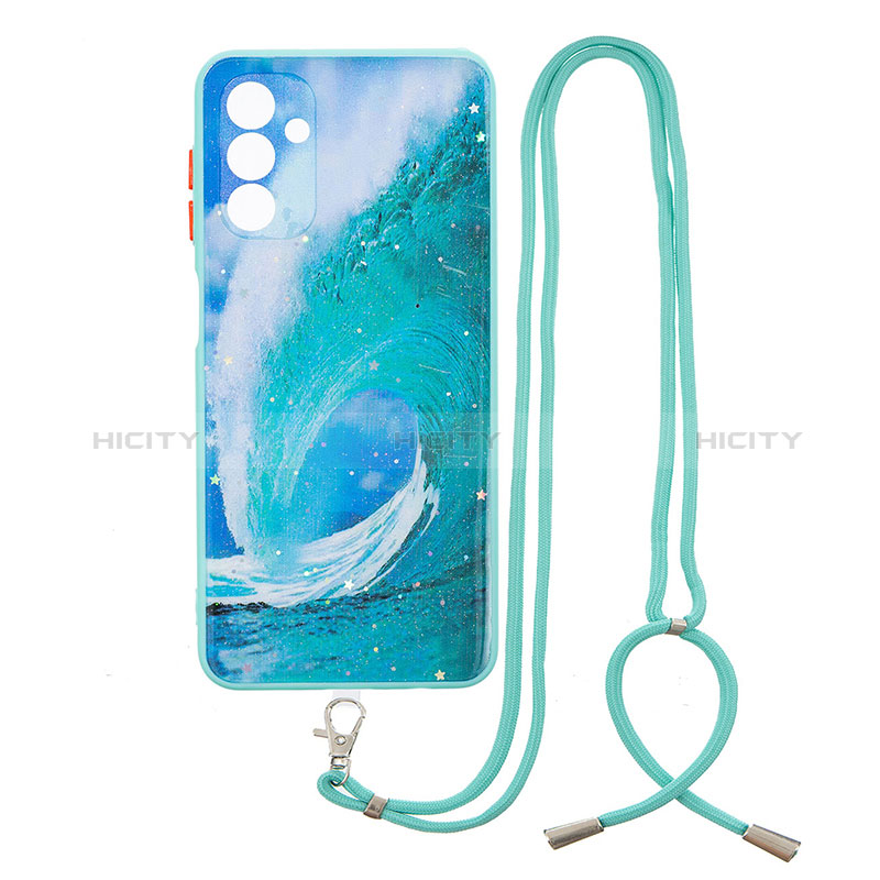 Handyhülle Silikon Hülle Gummi Schutzhülle Flexible Modisch Muster mit Schlüsselband Lanyard Y01X für Samsung Galaxy A04s groß