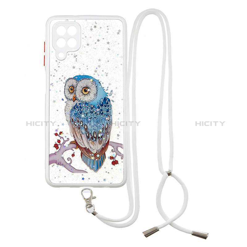 Handyhülle Silikon Hülle Gummi Schutzhülle Flexible Modisch Muster mit Schlüsselband Lanyard Y01X für Samsung Galaxy A12 5G groß