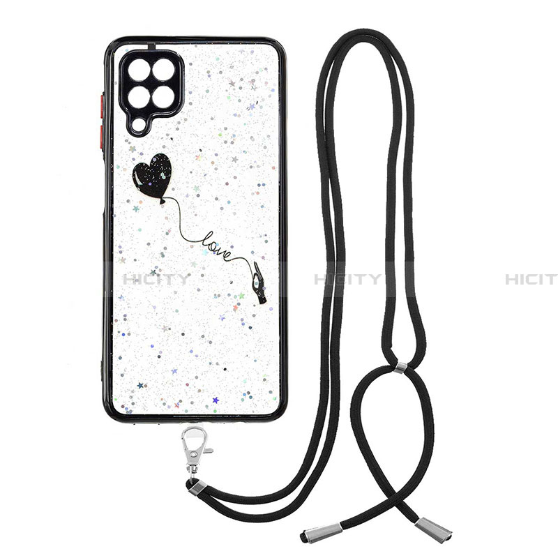 Handyhülle Silikon Hülle Gummi Schutzhülle Flexible Modisch Muster mit Schlüsselband Lanyard Y01X für Samsung Galaxy A22 4G groß