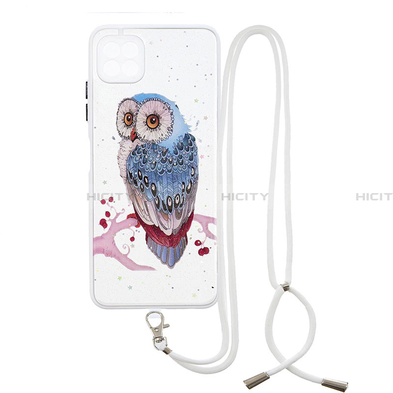 Handyhülle Silikon Hülle Gummi Schutzhülle Flexible Modisch Muster mit Schlüsselband Lanyard Y01X für Samsung Galaxy A22 5G groß