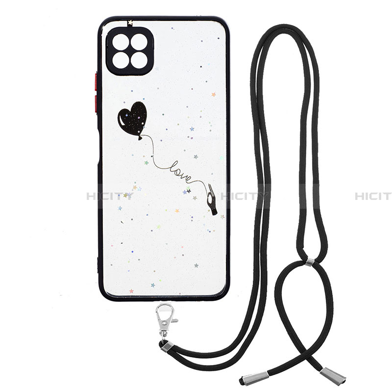 Handyhülle Silikon Hülle Gummi Schutzhülle Flexible Modisch Muster mit Schlüsselband Lanyard Y01X für Samsung Galaxy A22 5G groß