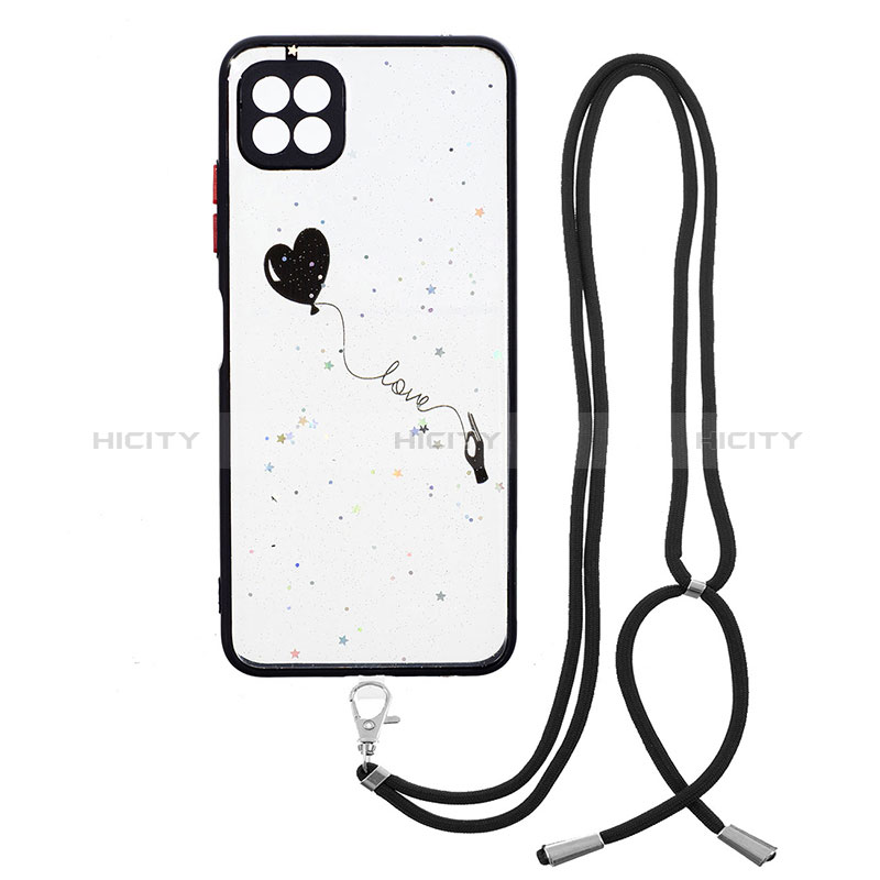 Handyhülle Silikon Hülle Gummi Schutzhülle Flexible Modisch Muster mit Schlüsselband Lanyard Y01X für Samsung Galaxy A22s 5G groß