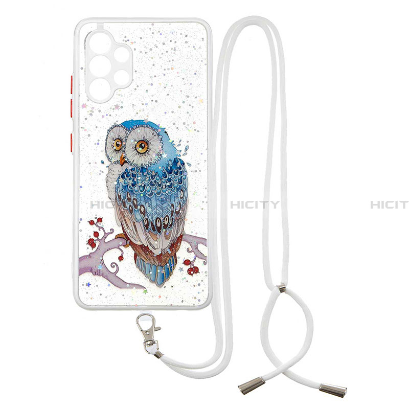 Handyhülle Silikon Hülle Gummi Schutzhülle Flexible Modisch Muster mit Schlüsselband Lanyard Y01X für Samsung Galaxy A32 4G groß