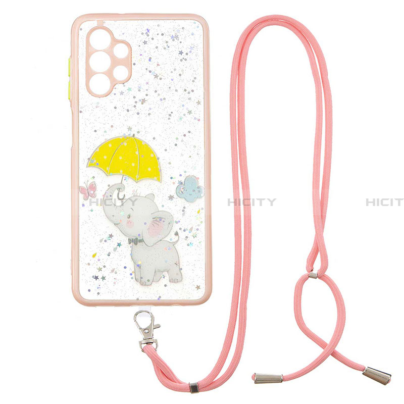 Handyhülle Silikon Hülle Gummi Schutzhülle Flexible Modisch Muster mit Schlüsselband Lanyard Y01X für Samsung Galaxy A32 4G