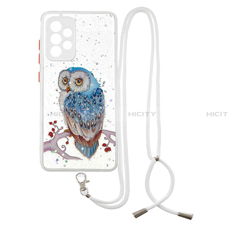 Handyhülle Silikon Hülle Gummi Schutzhülle Flexible Modisch Muster mit Schlüsselband Lanyard Y01X für Samsung Galaxy A33 5G Plusfarbig