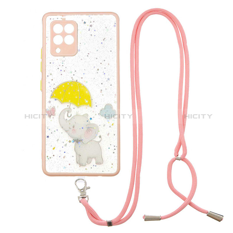 Handyhülle Silikon Hülle Gummi Schutzhülle Flexible Modisch Muster mit Schlüsselband Lanyard Y01X für Samsung Galaxy A42 5G groß