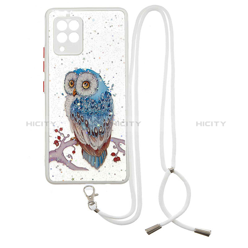 Handyhülle Silikon Hülle Gummi Schutzhülle Flexible Modisch Muster mit Schlüsselband Lanyard Y01X für Samsung Galaxy A42 5G groß