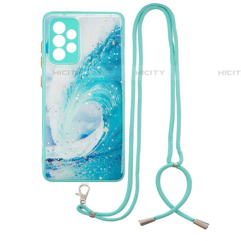 Handyhülle Silikon Hülle Gummi Schutzhülle Flexible Modisch Muster mit Schlüsselband Lanyard Y01X für Samsung Galaxy A52 4G groß