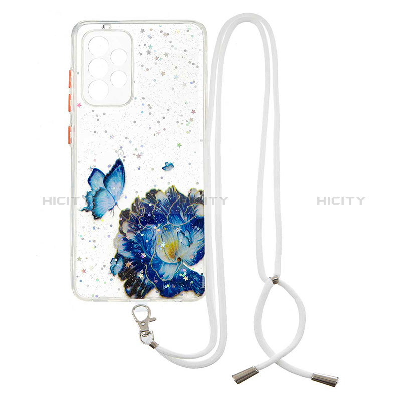 Handyhülle Silikon Hülle Gummi Schutzhülle Flexible Modisch Muster mit Schlüsselband Lanyard Y01X für Samsung Galaxy A52s 5G groß