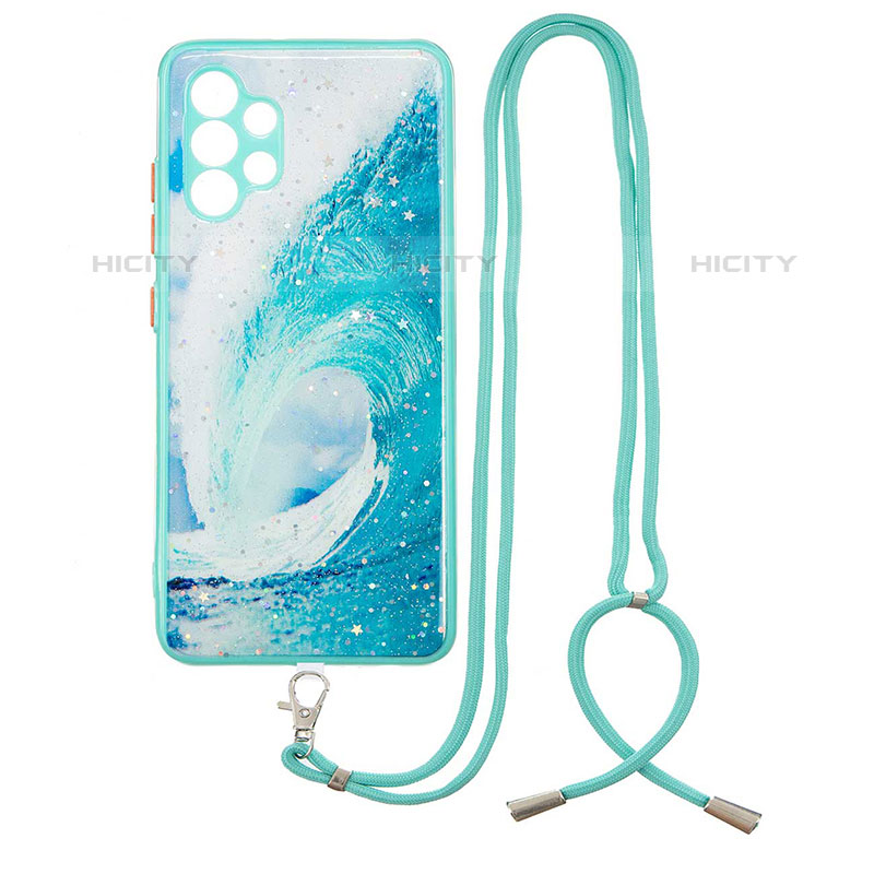 Handyhülle Silikon Hülle Gummi Schutzhülle Flexible Modisch Muster mit Schlüsselband Lanyard Y01X für Samsung Galaxy M32 5G