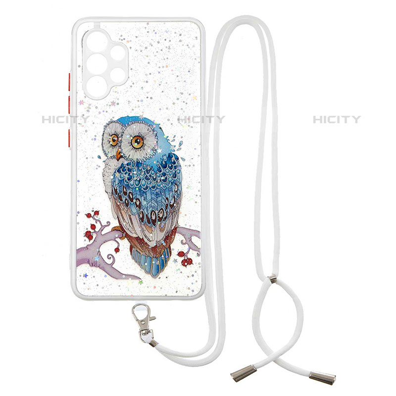 Handyhülle Silikon Hülle Gummi Schutzhülle Flexible Modisch Muster mit Schlüsselband Lanyard Y01X für Samsung Galaxy M32 5G